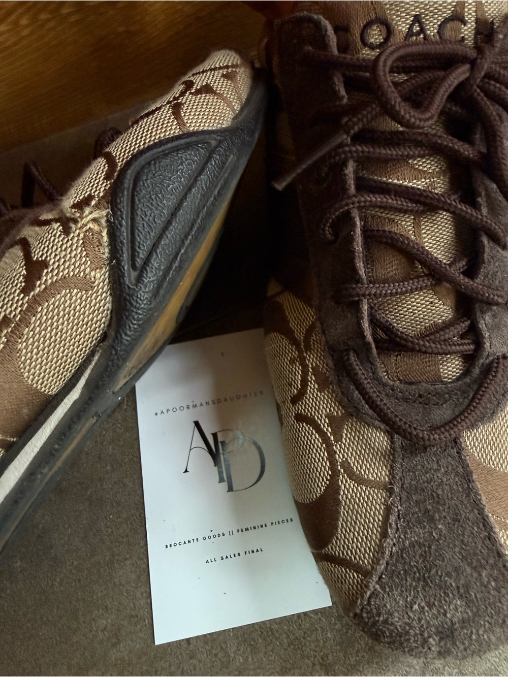Coach Ladies Brown Signature Logo Sneakers